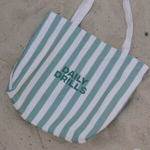 Daily Drills Green and White Striped Tote Bag
